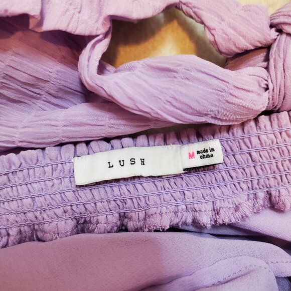 Lush Size M Top Lavender Long Balloon Sleeves Peplum Fairy Cottage Core Coquette - Picture 5 of 8